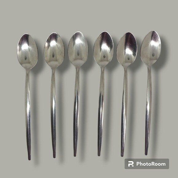 Ekco Other - Ekco Stainless Iced Teaspoon-EKS36-Made in USA-MCM-Center Ridge-Minimal-Set of 6